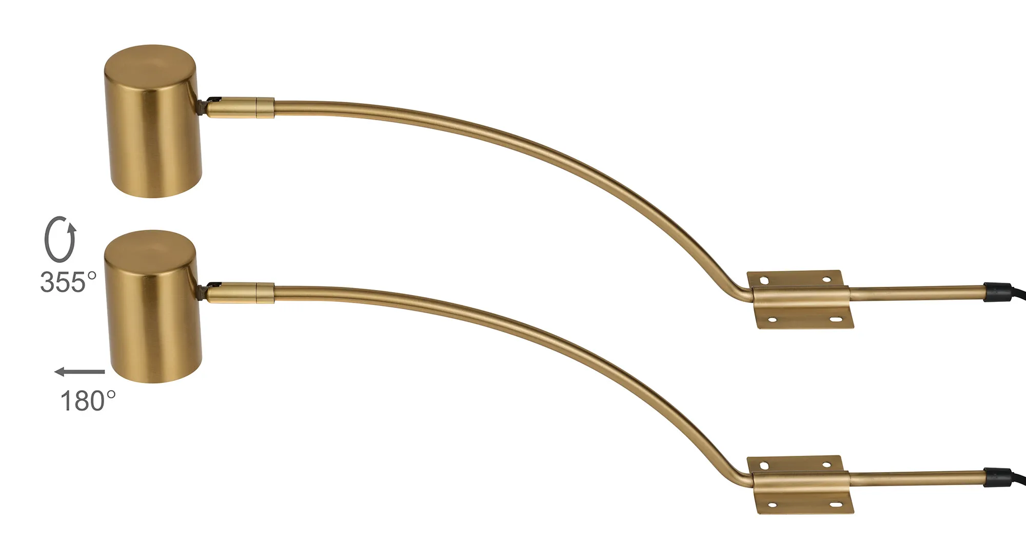 D1046BR  Lex (Set Of 2) Type B Over Cabinet 1 Light GU10 With Adjustable Head And 2m Cable (No Plug) Brass